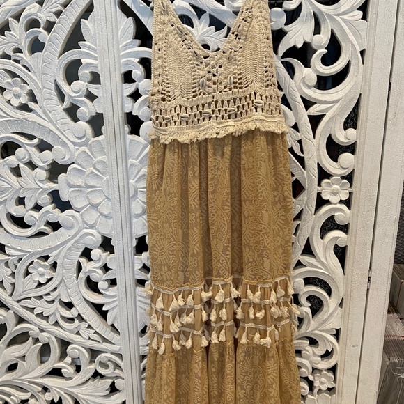 Chic Crochet Lace Maxi Dress in Tan - Picture 10 of 12